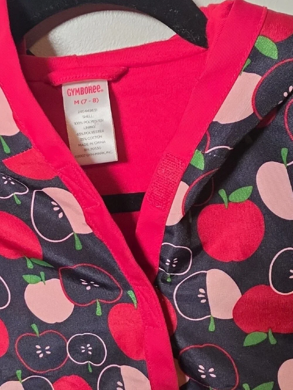 Gymboree Hooded Apple-Print Water Resistant Jacket - Red, Pink & Navy